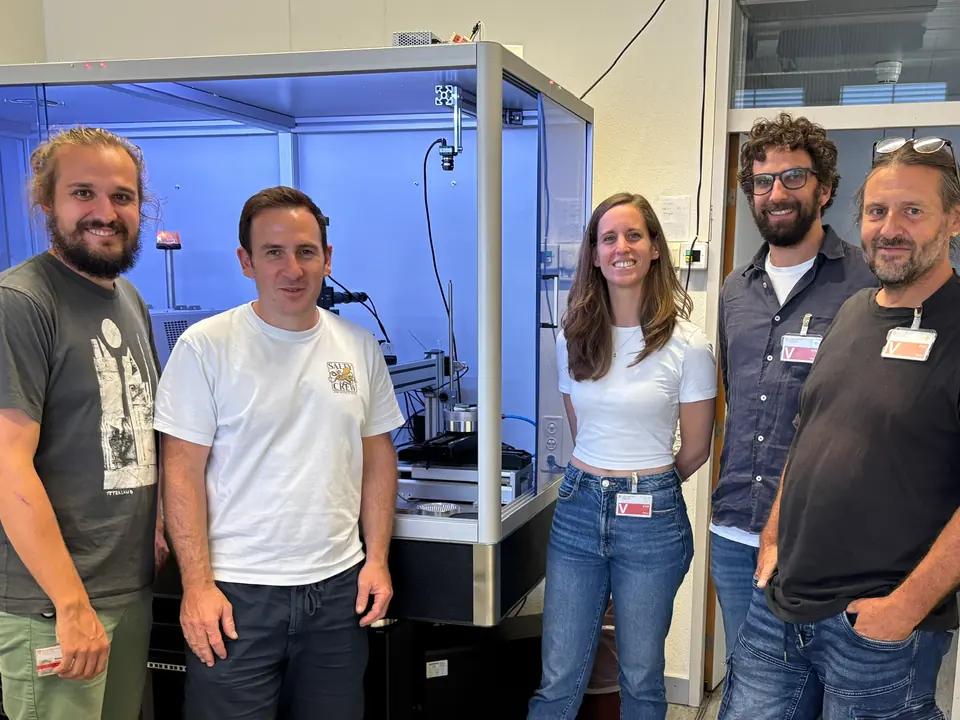The visitors from the Natural History Museum of Bern and the Empa team in front of Swissmapper